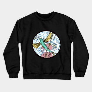 Art Nouveau Flying Fish and Windmill Crewneck Sweatshirt